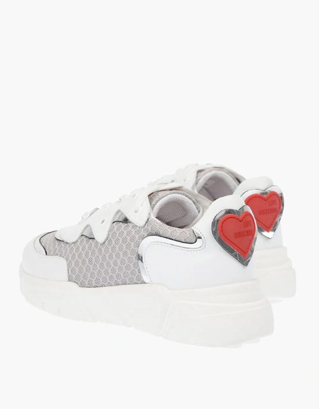 Leather and Canvas Lace-Up Sneakers Women - White