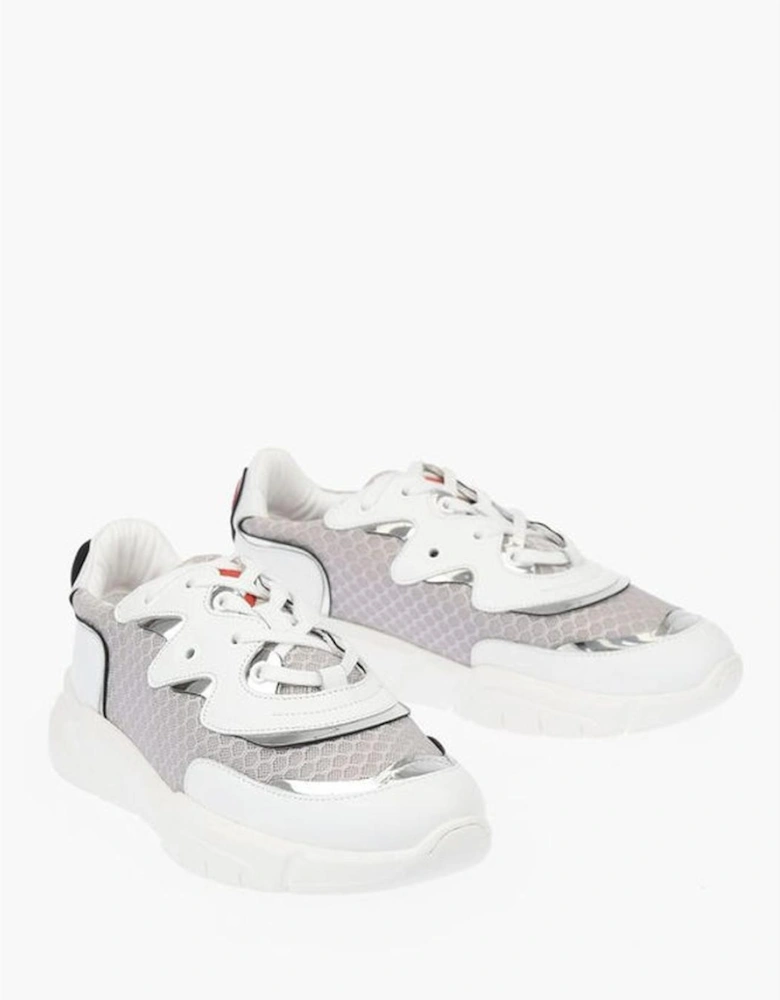 Leather and Canvas Lace-Up Sneakers Women - White