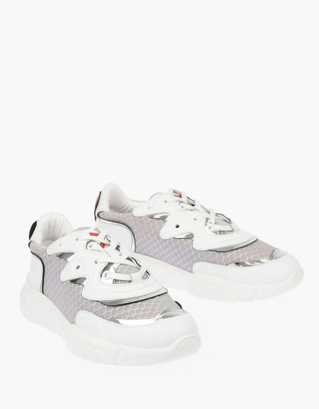 Leather and Canvas Lace-Up Sneakers Women - White, 6 of 5