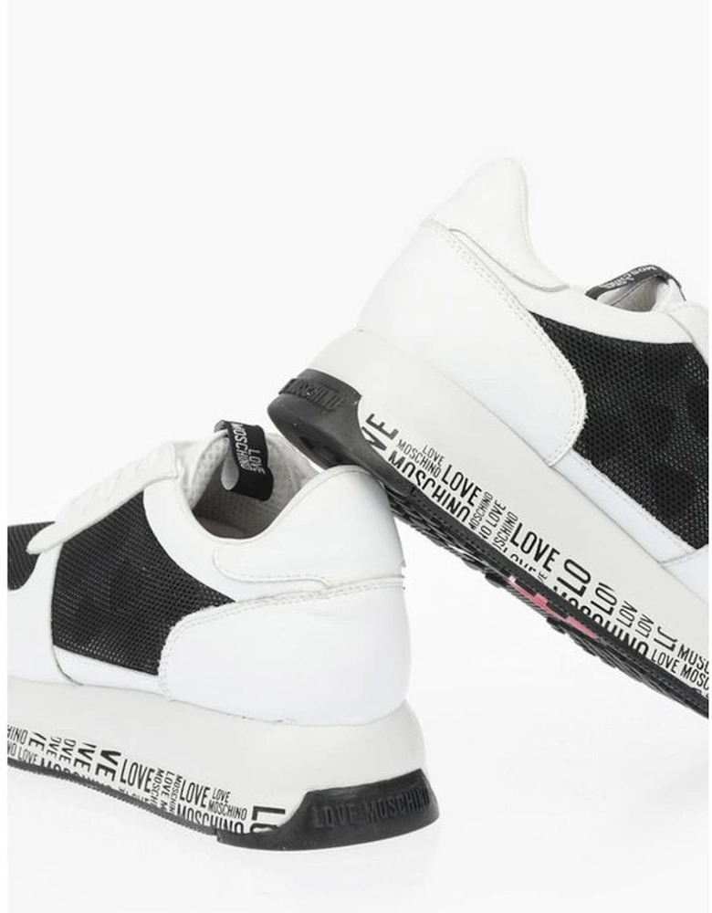 Lace-up Rubber Sole Round Toe Sneakers Women - Black And White