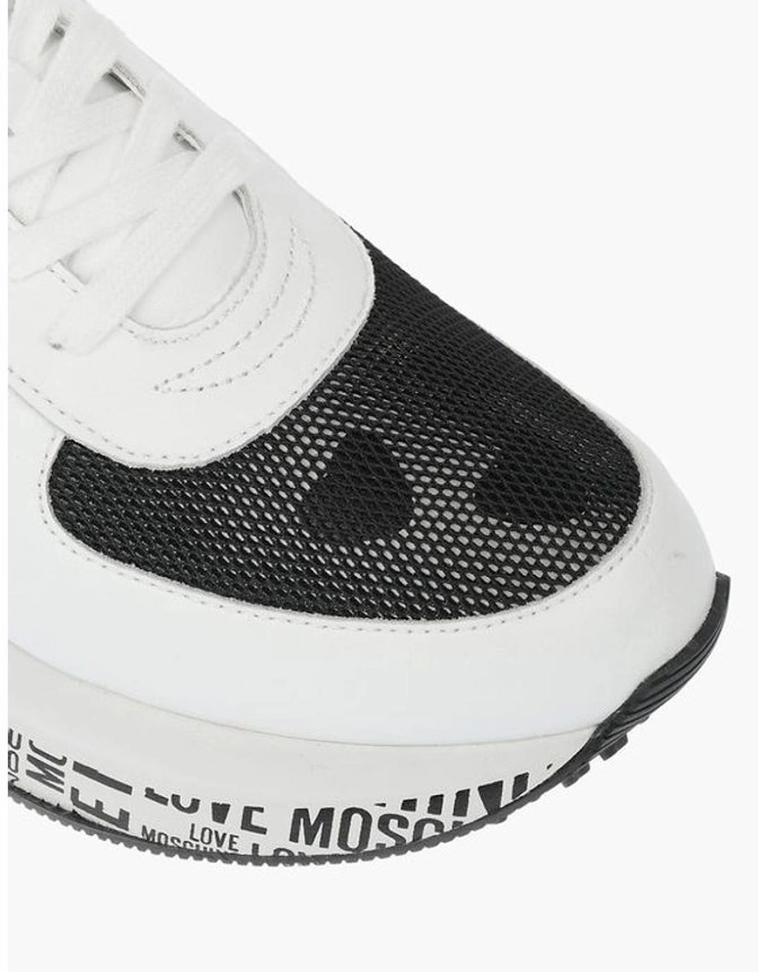 Lace-up Rubber Sole Round Toe Sneakers Women - Black And White