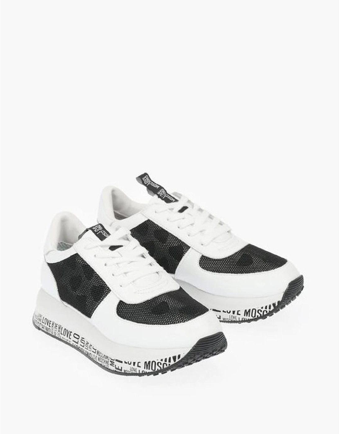 Lace-up Rubber Sole Round Toe Sneakers Women - Black And White, 6 of 5