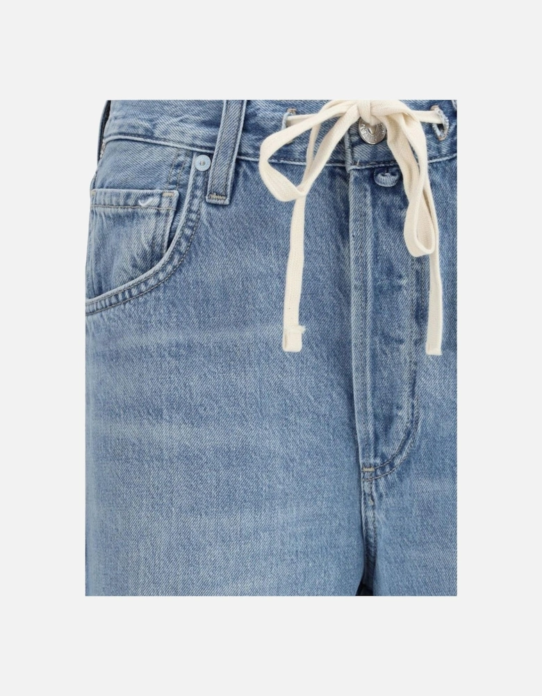 High Waist Five-Pocket Cotton Jeans Women - Light Blue Jeans