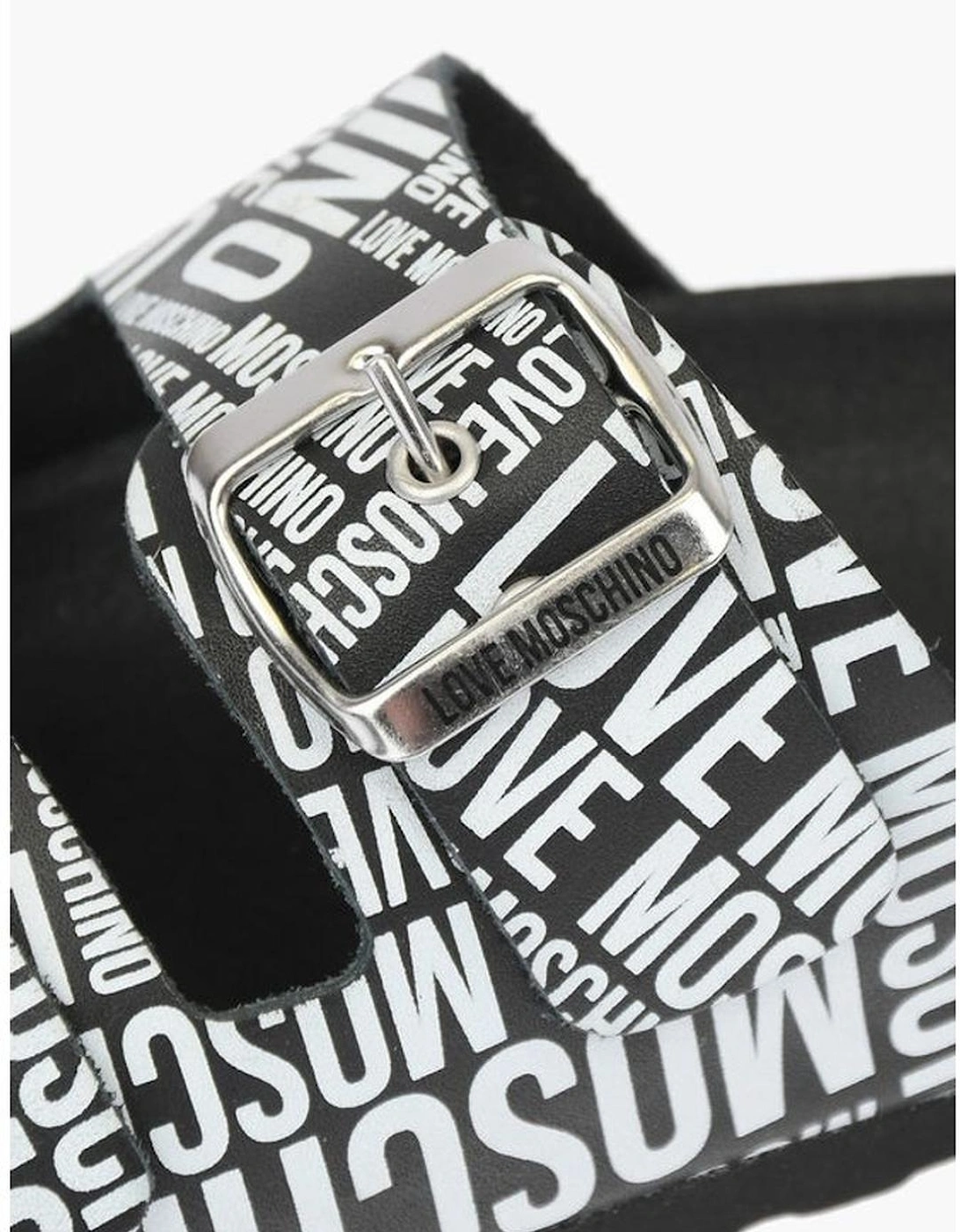 Leather Buckle Sandals with Rubber Sole Women - Black And White