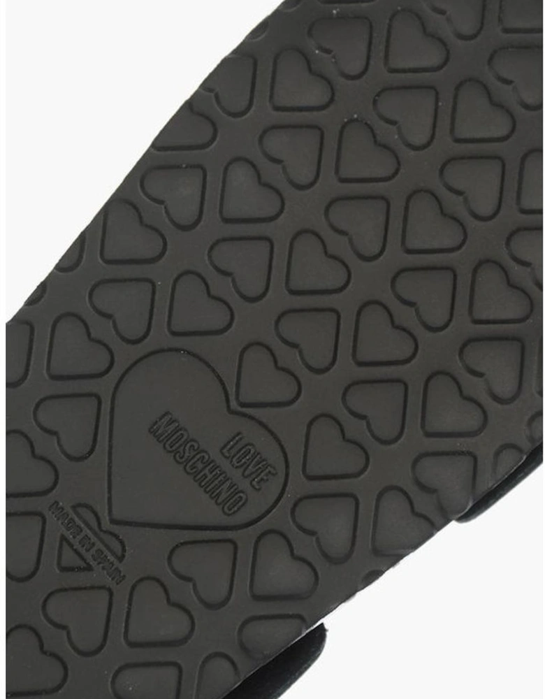Leather Buckle Sandals with Rubber Sole Women - Black And White