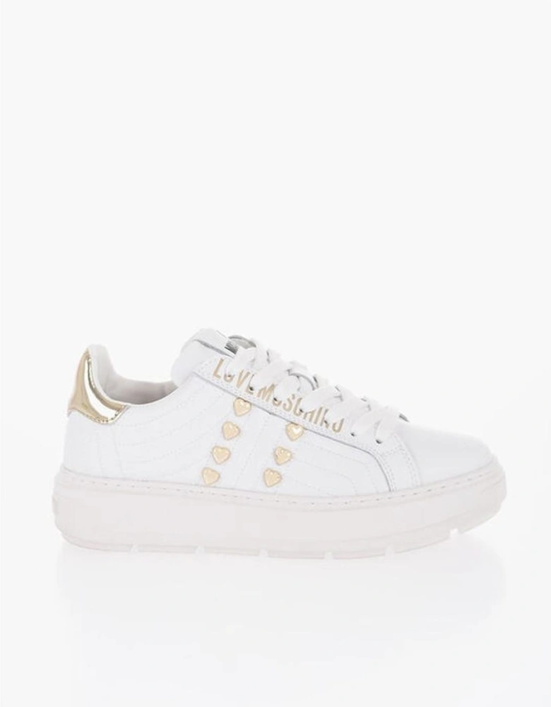 Leather Canvas Lace-up Sneakers Women - White
