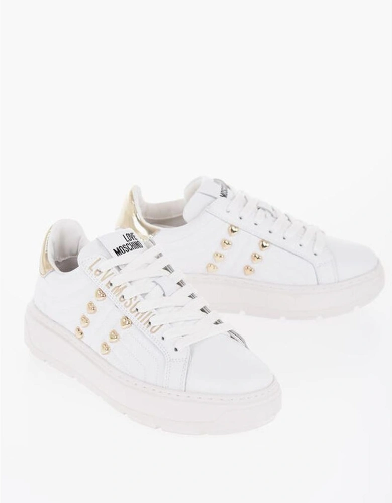 Leather Canvas Lace-up Sneakers Women - White