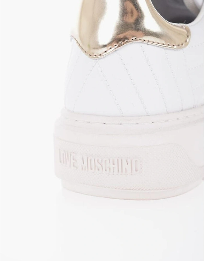 Leather Canvas Lace-up Sneakers Women - White
