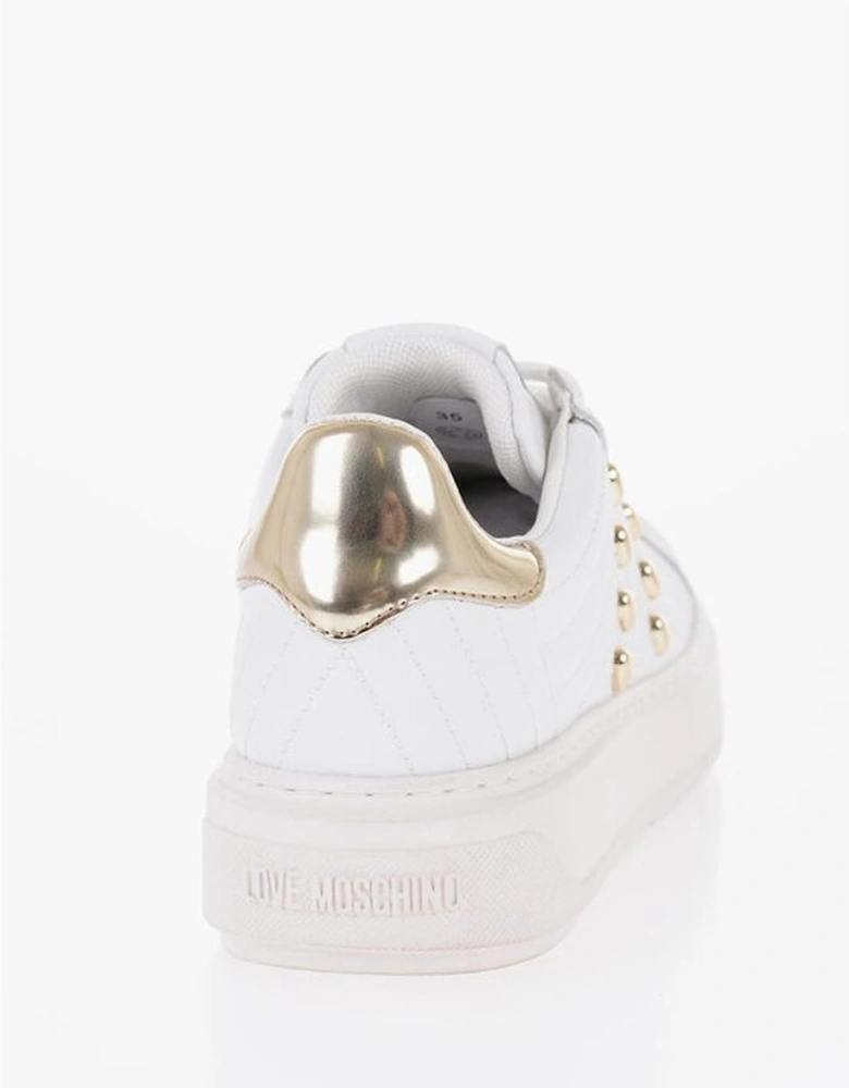 Leather Canvas Lace-up Sneakers Women - White