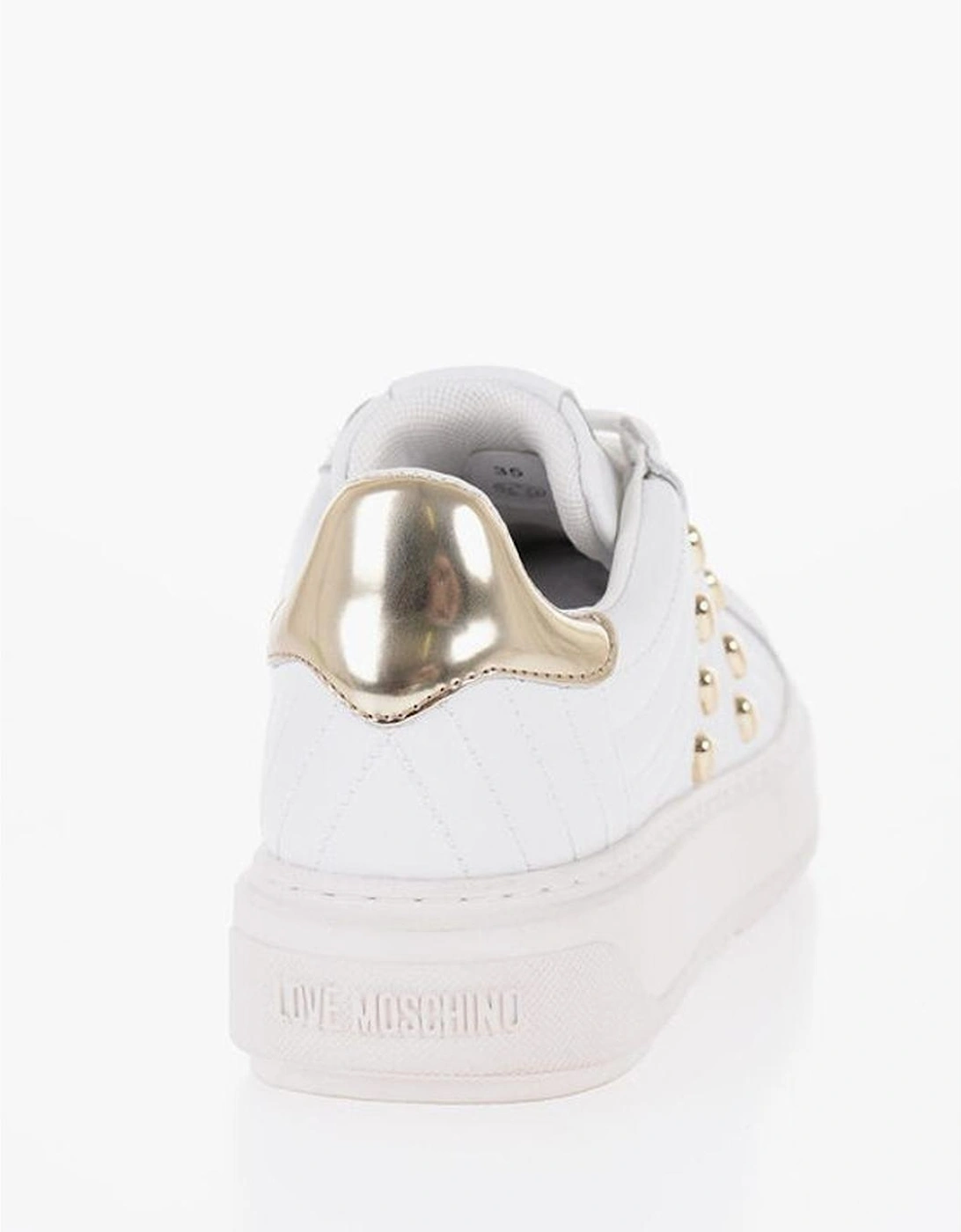 Leather Canvas Lace-up Sneakers Women - White