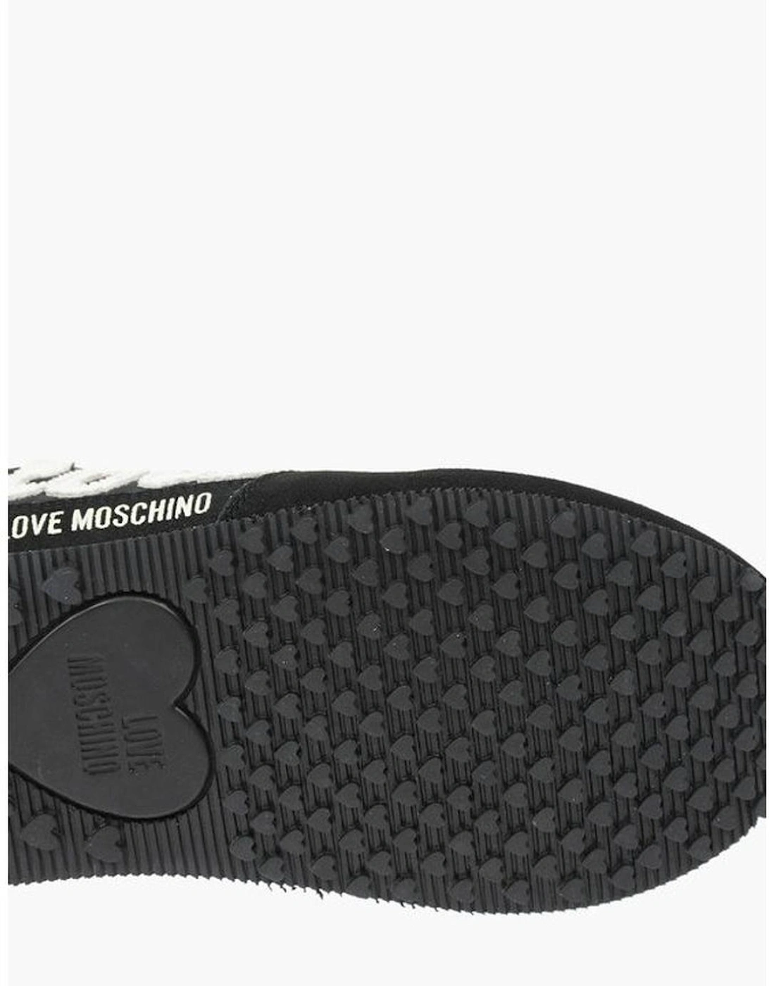 Logo Embroidery Lace-up Canvas Suede Sneakers Women - Black