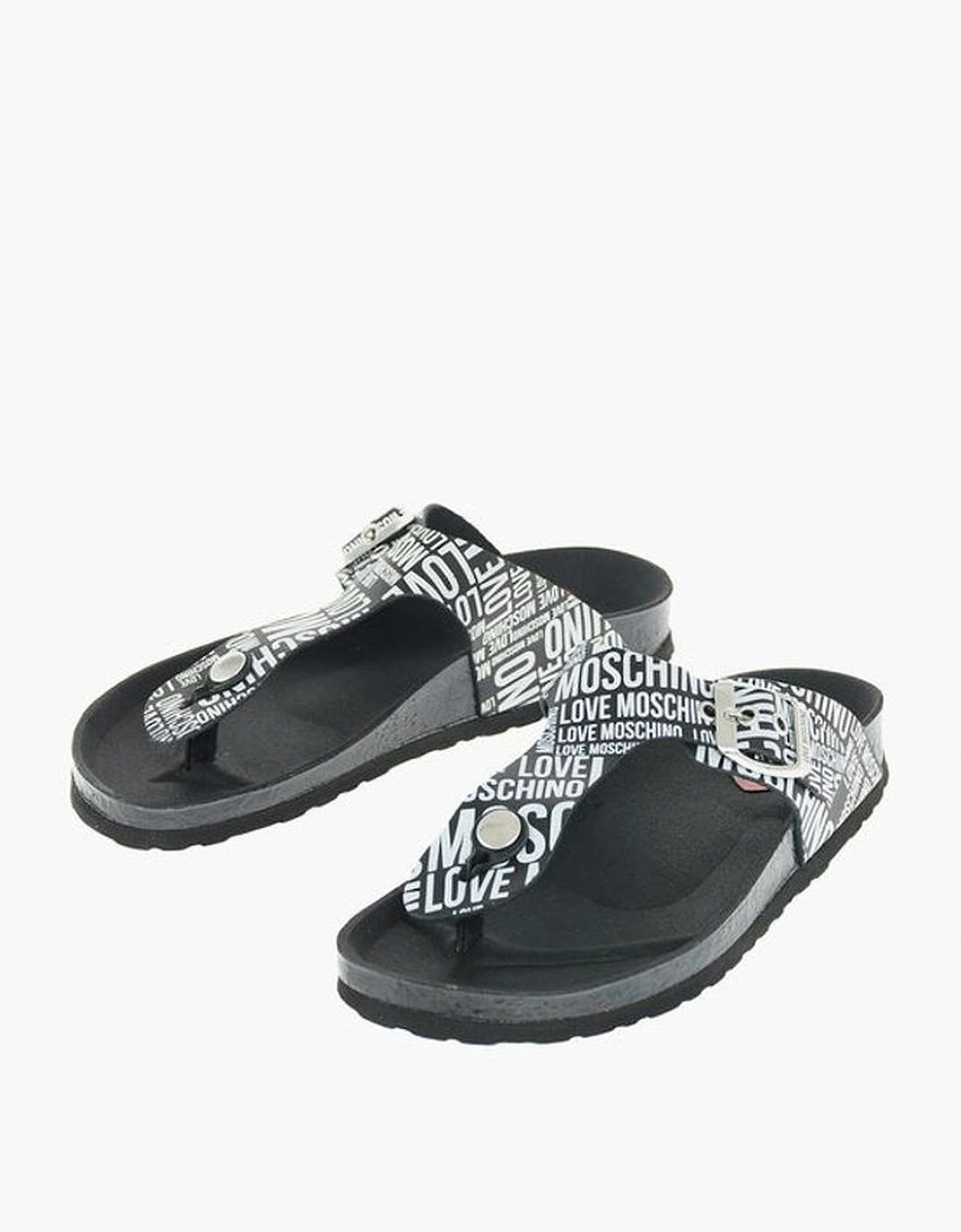 Leather Print Logo Rubber Sole Sneakers Women - Black And White, 6 of 5