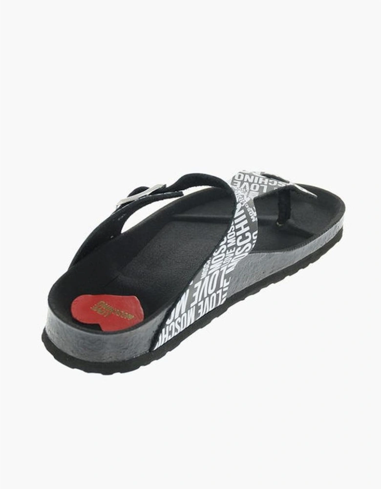 Leather Print Logo Rubber Sole Sneakers Women - Black And White
