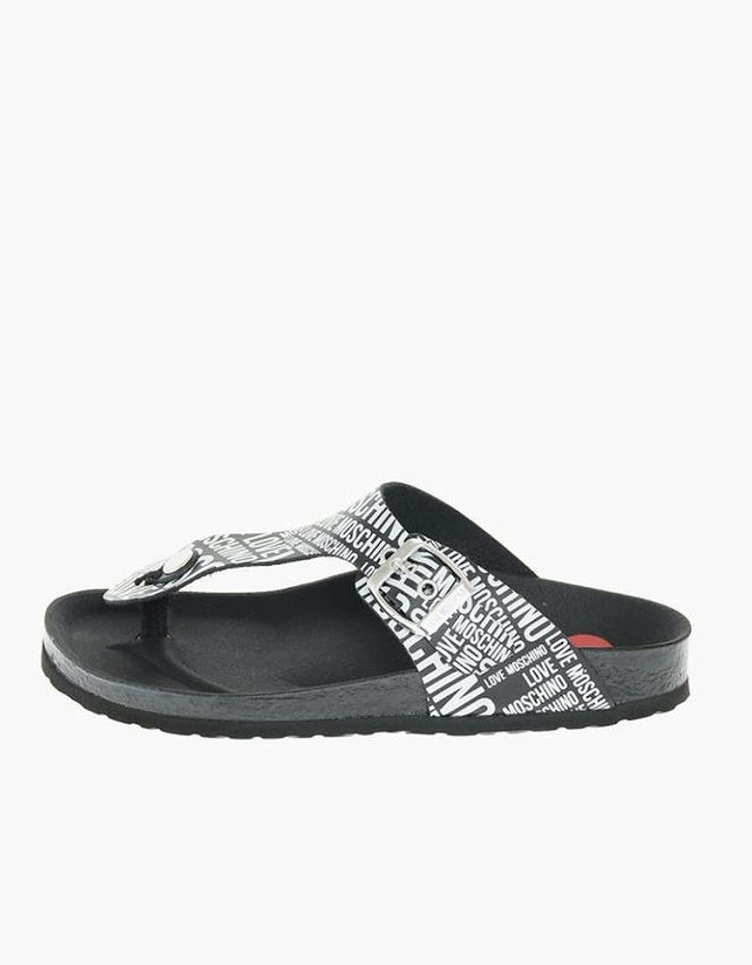 Leather Print Logo Rubber Sole Sneakers Women - Black And White