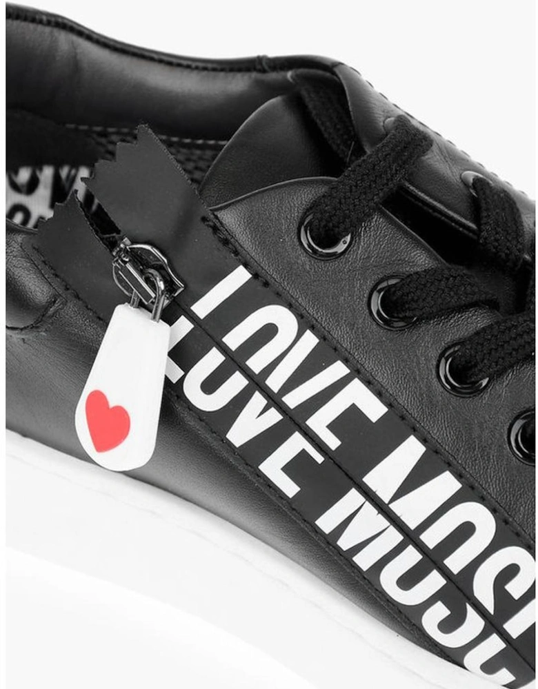 Logo Leather Lace-Up Sneakers Women - Black