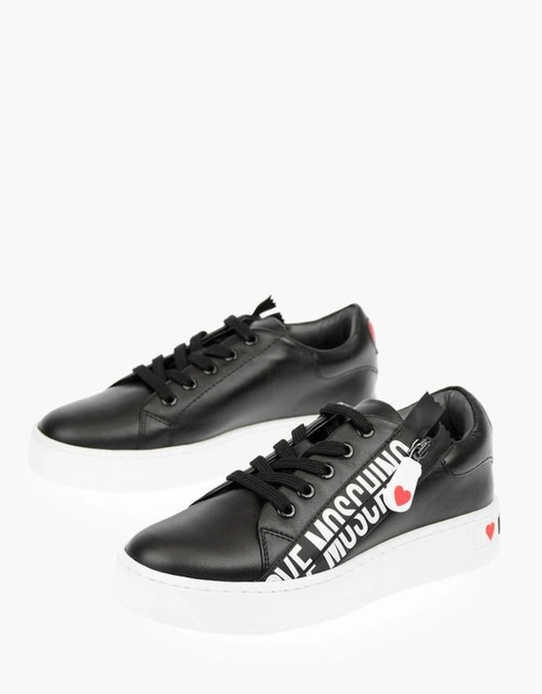 Logo Leather Lace-Up Sneakers Women - Black