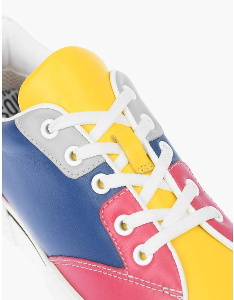 Lace-Up Leather Sneakers with Rubber Sole Women - Multicolor