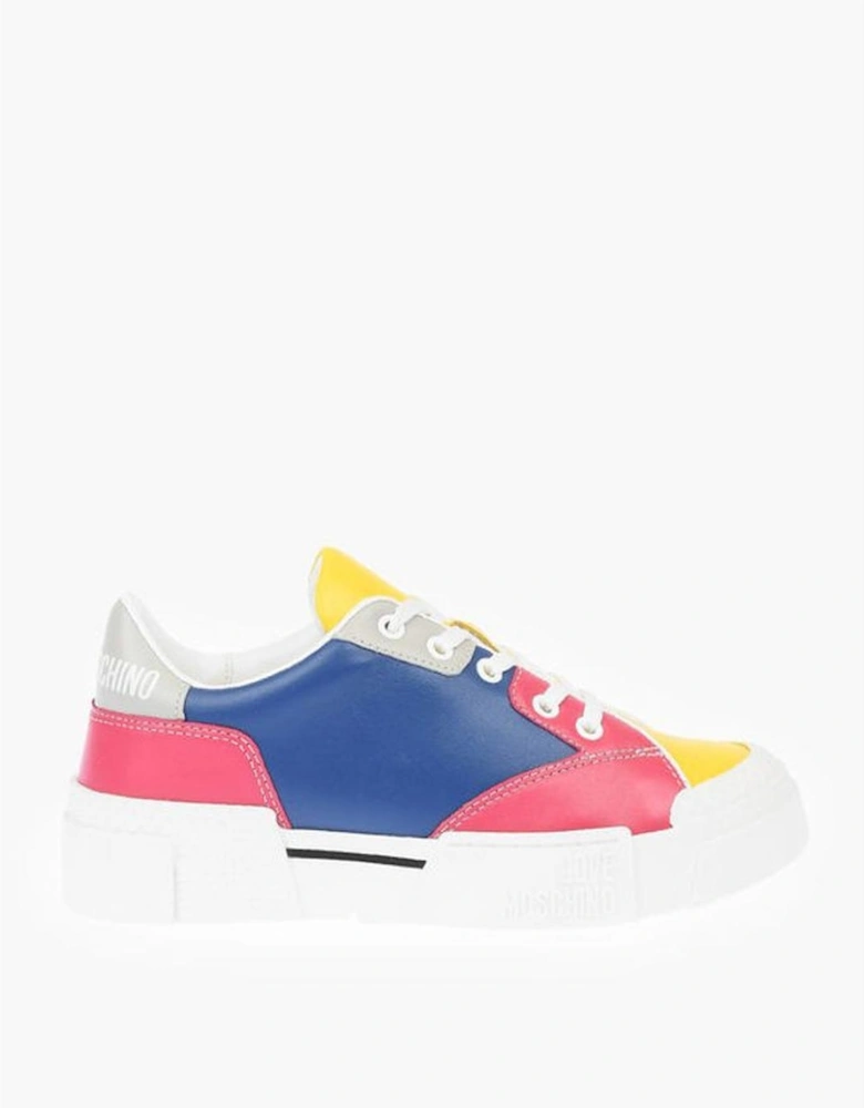 Lace-Up Leather Sneakers with Rubber Sole Women - Multicolor