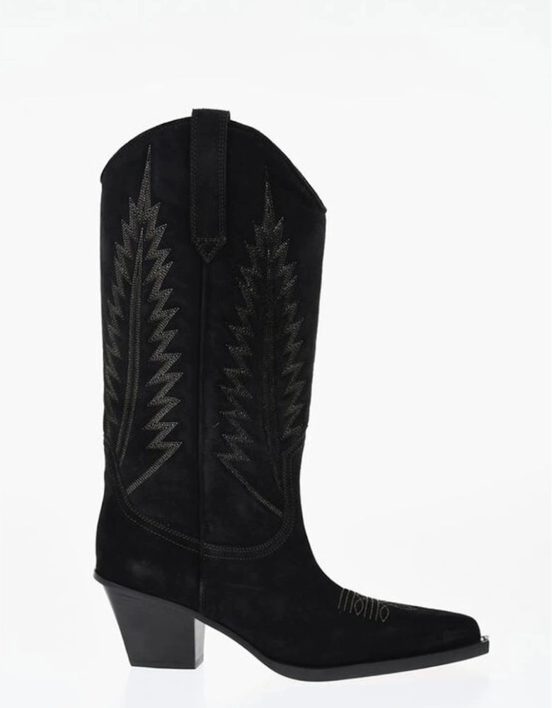 Leather Knee-High Stiletto Boots Women - Black