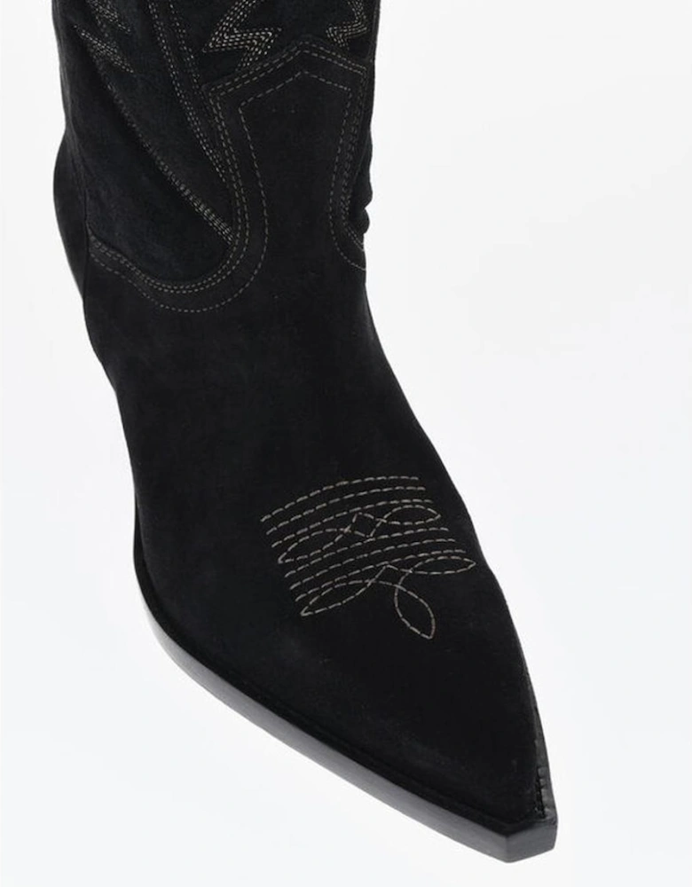 Leather Knee-High Stiletto Boots Women - Black