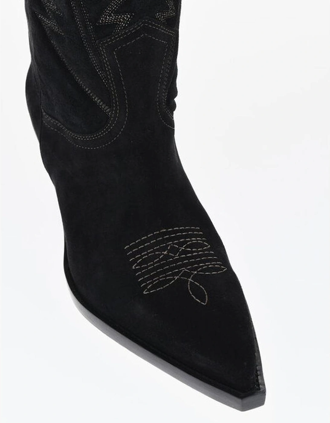 Leather Knee-High Stiletto Boots Women - Black