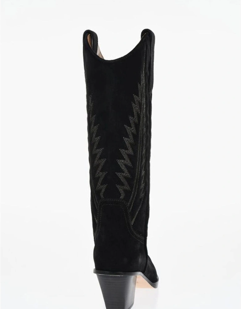 Leather Knee-High Stiletto Boots Women - Black