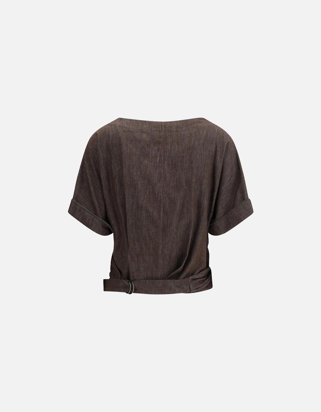 Wallet Blouse with Shiny Jewel Embellishments Women - Brown Shirts