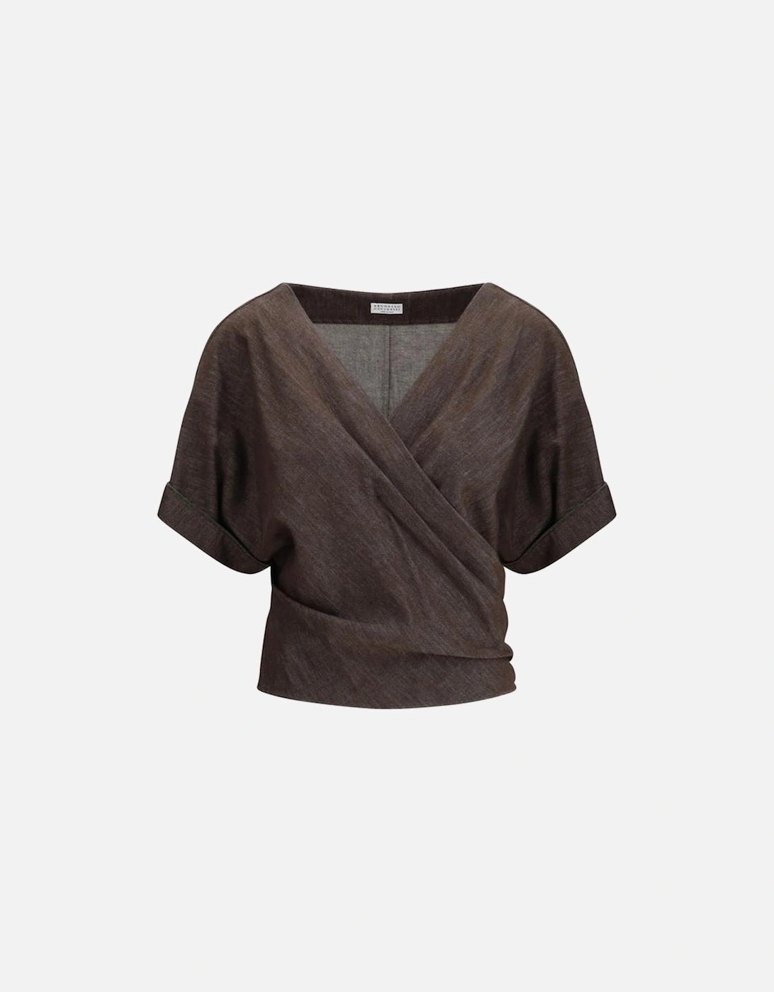 Wallet Blouse with Shiny Jewel Embellishments Women - Brown Shirts, 4 of 3
