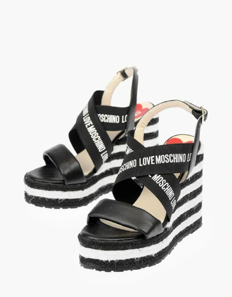 Logo Print Rubber Sole Wedge Platform Sneakers Women - Black And White