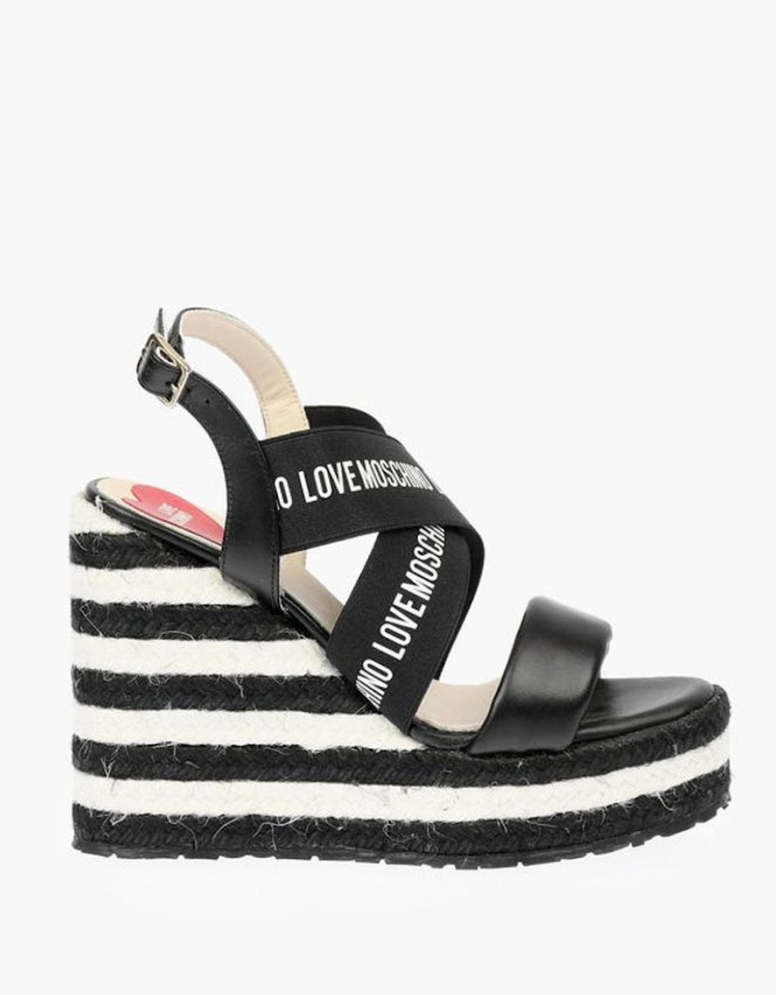 Logo Print Rubber Sole Wedge Platform Sneakers Women - Black And White