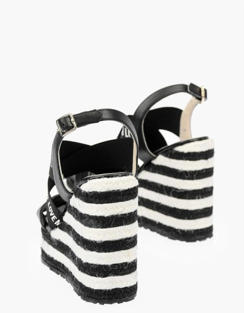 Logo Print Rubber Sole Wedge Platform Sneakers Women - Black And White