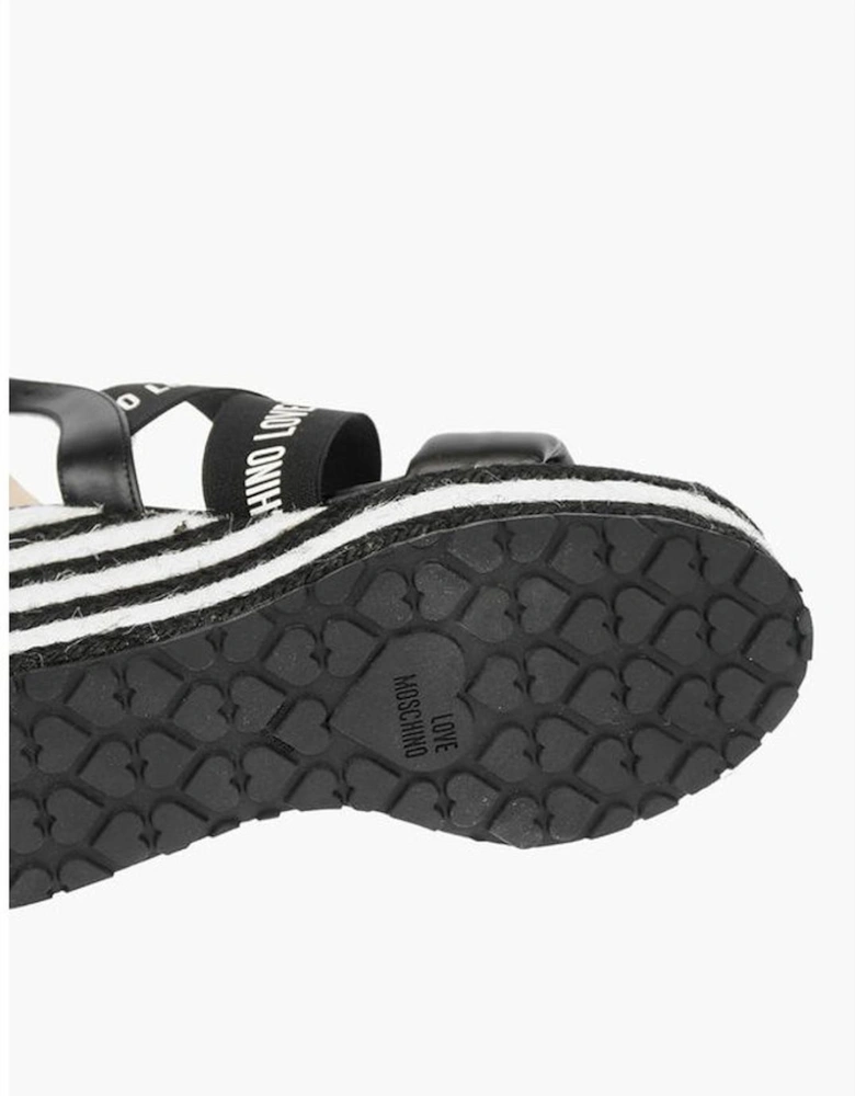 Logo Print Rubber Sole Wedge Platform Sneakers Women - Black And White