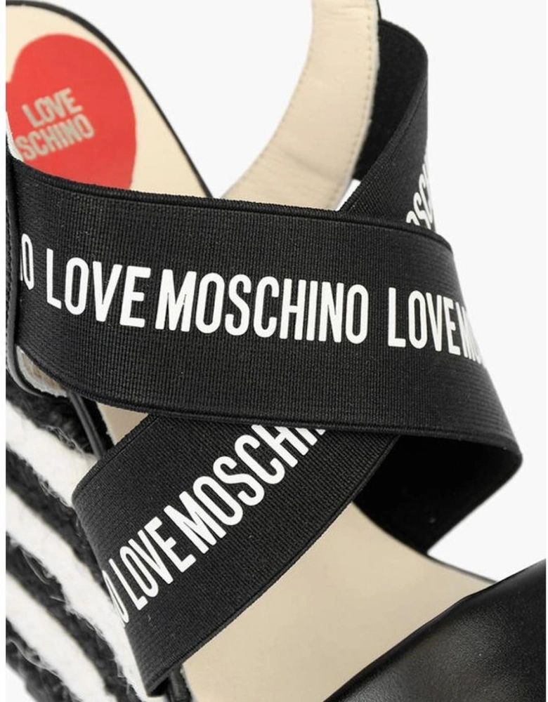 Logo Print Rubber Sole Wedge Platform Sneakers Women - Black And White