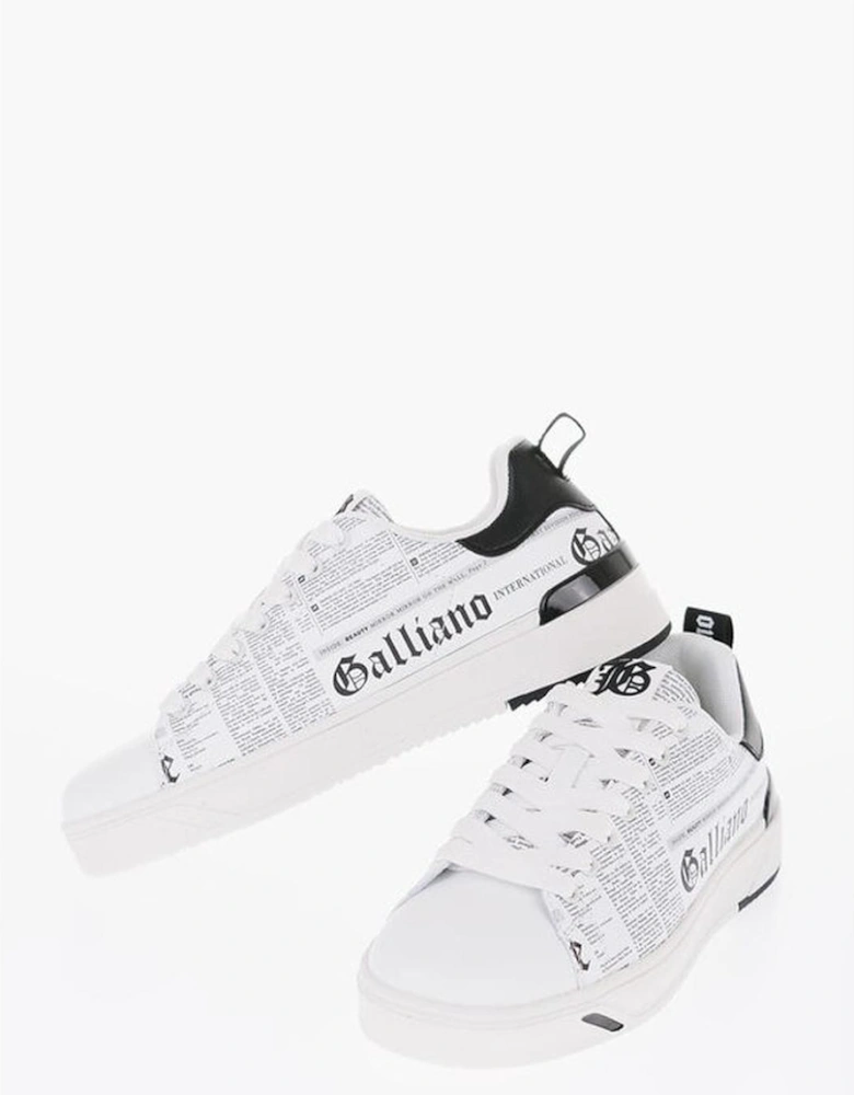 Round Toe Lace-Up Eco-Leather Sneakers Women - Black And White