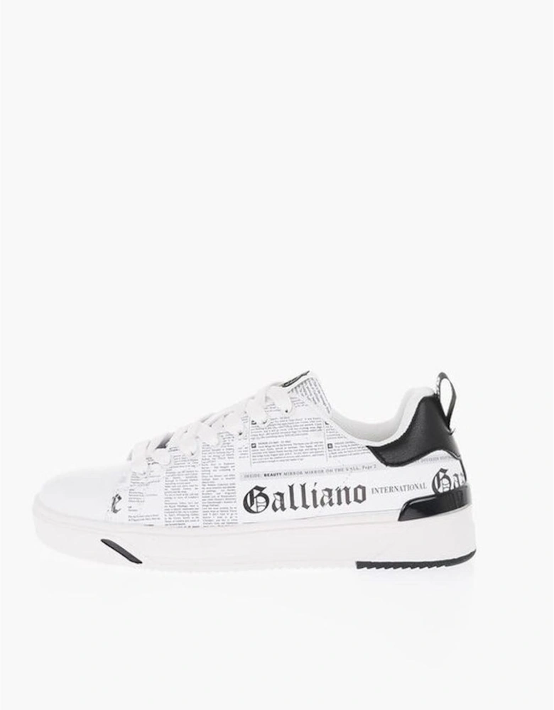 Round Toe Lace-Up Eco-Leather Sneakers Women - Black And White