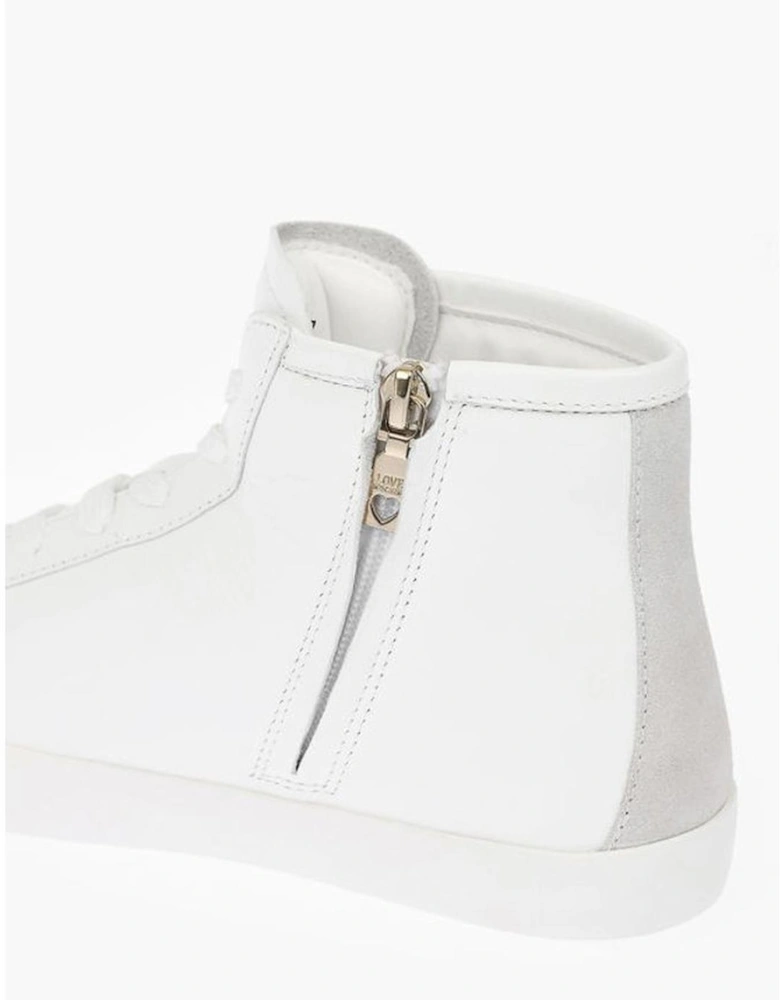 Suede Leather Lace-Up Sneakers Women - White