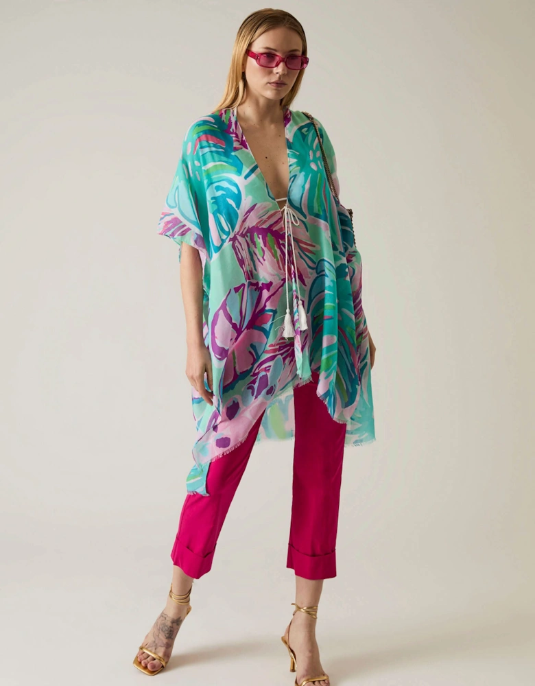 Leaf Print Blue Kaftan