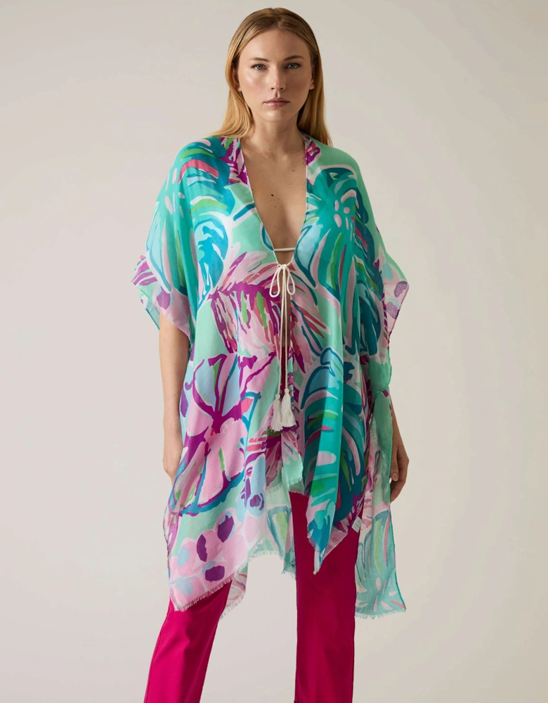 Leaf Print Blue Kaftan