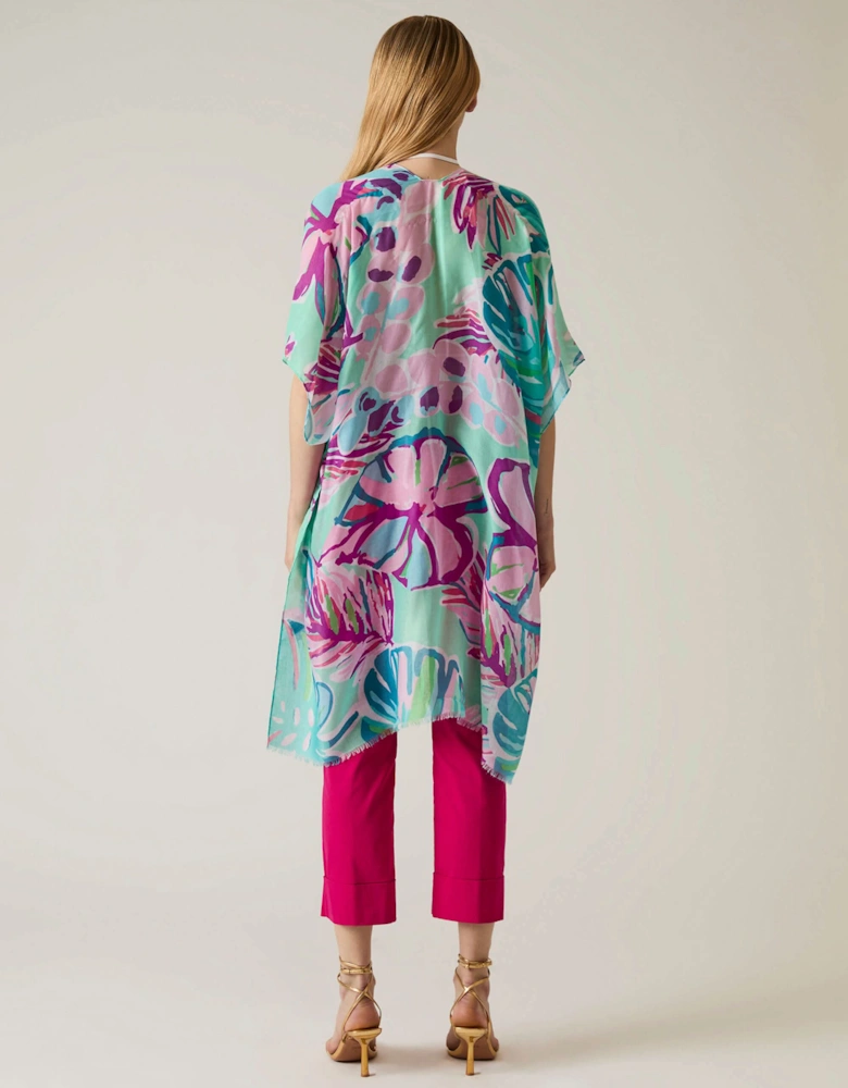 Leaf Print Blue Kaftan