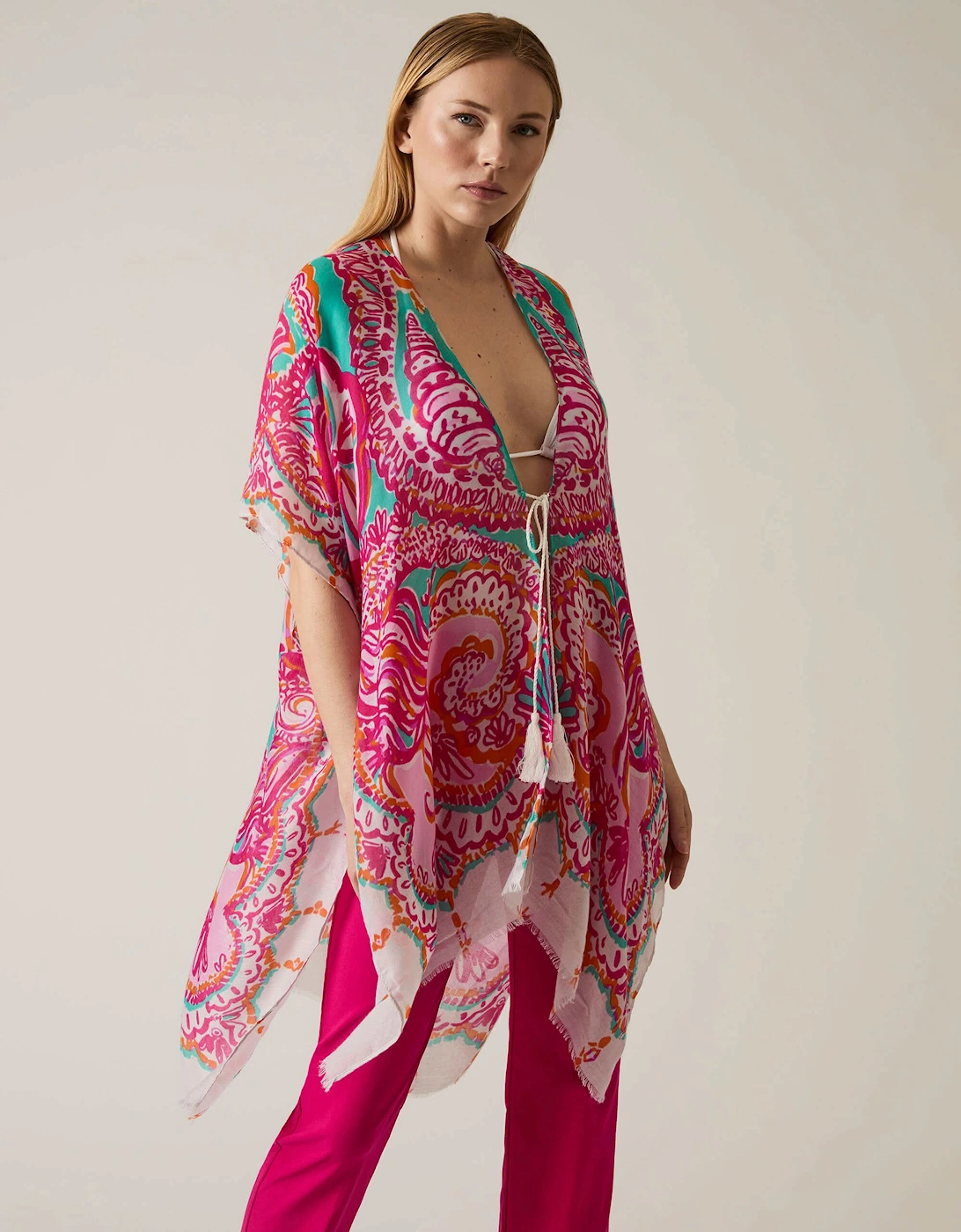 Ethnic Print Pink Kaftan