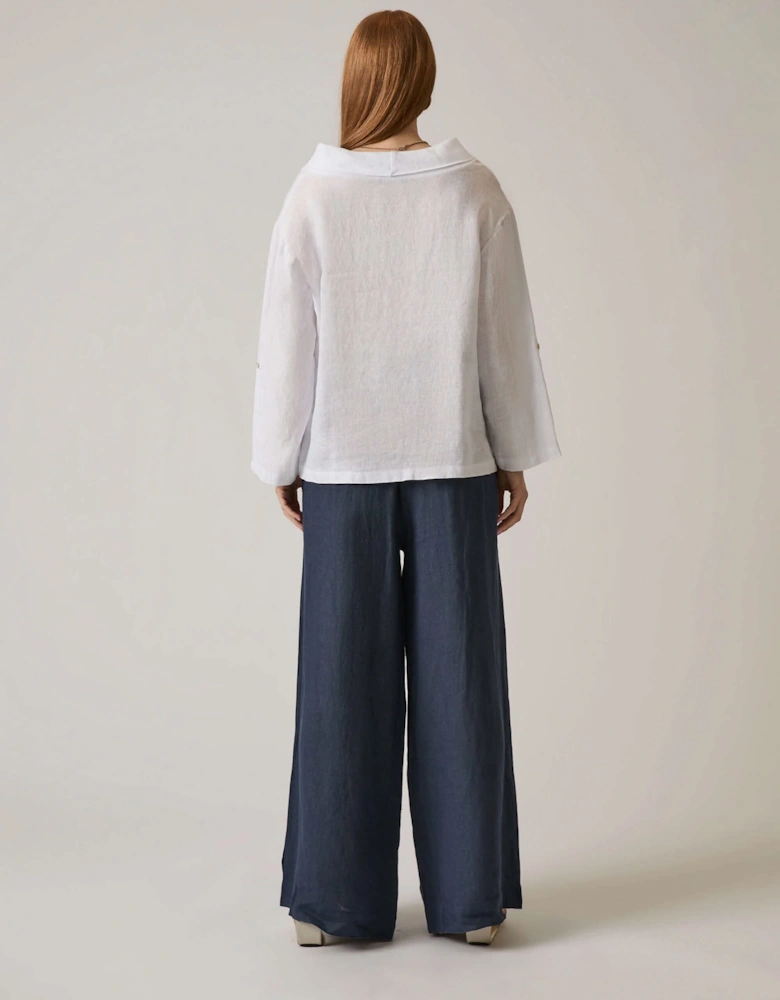 Cowl Neck Linen White Top (Copy)