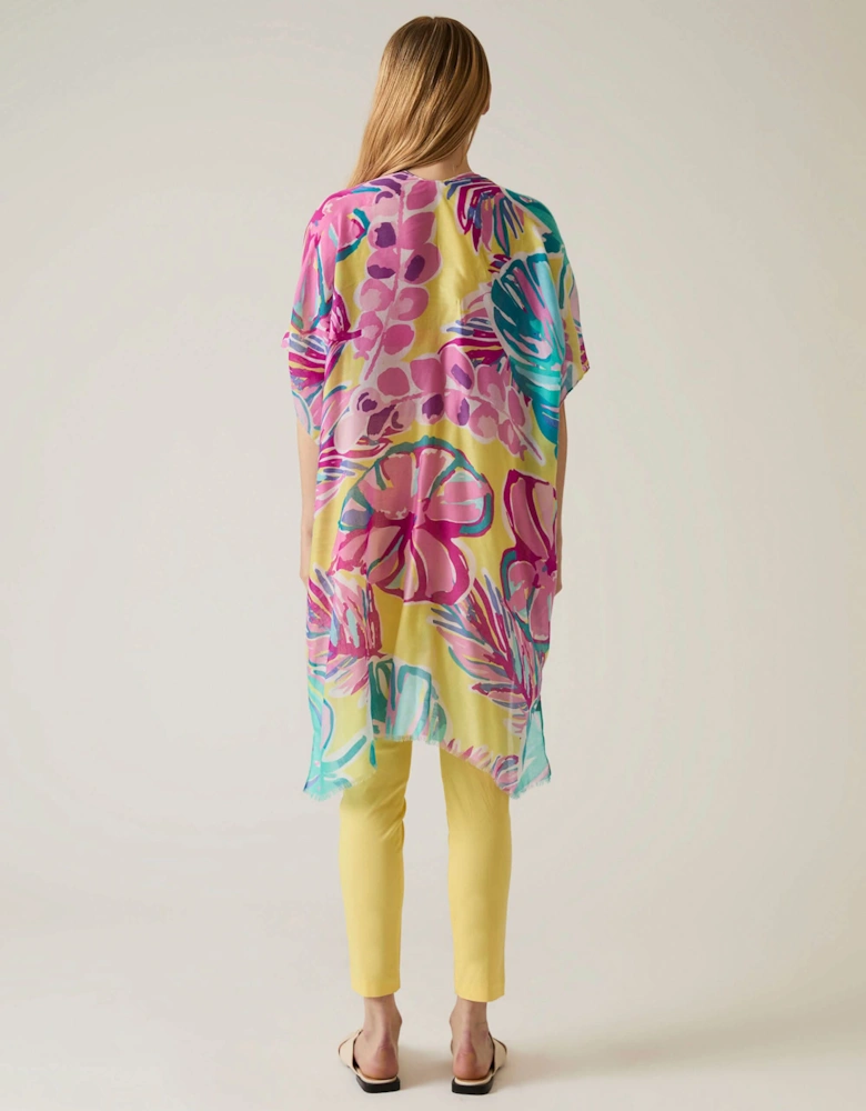 Leaf Print Yellow Kaftan