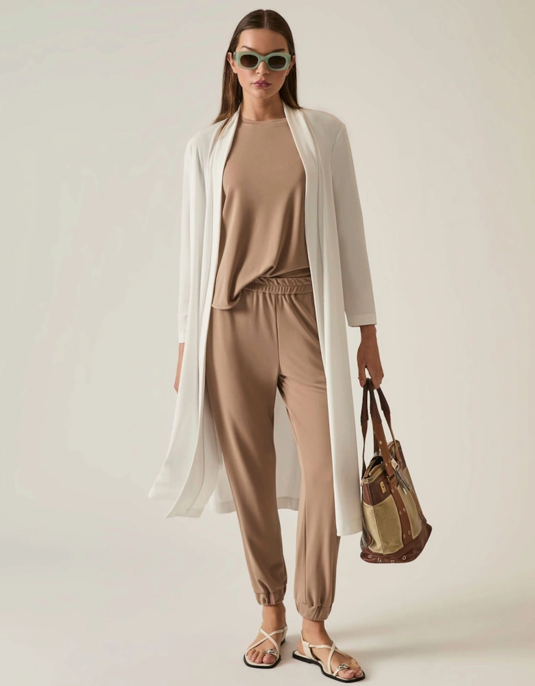 White Long Wrap Jersey Cardigan