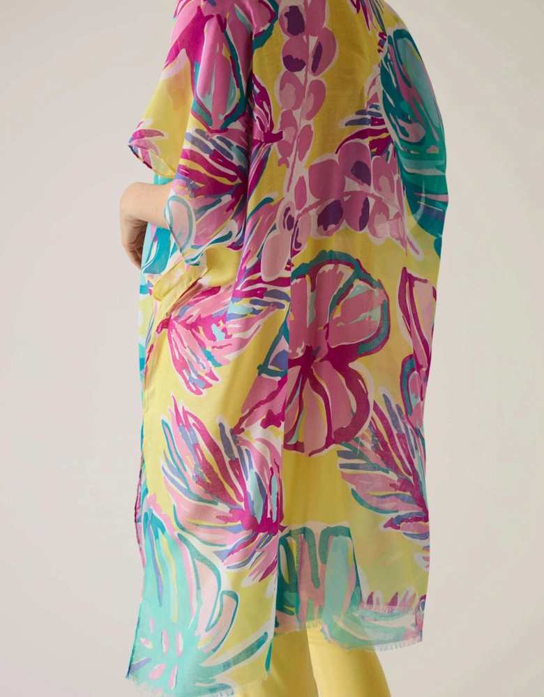Leaf Print Yellow Kaftan