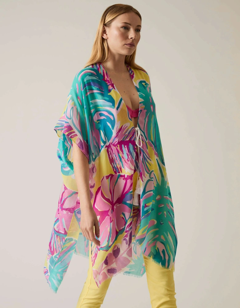 Leaf Print Yellow Kaftan