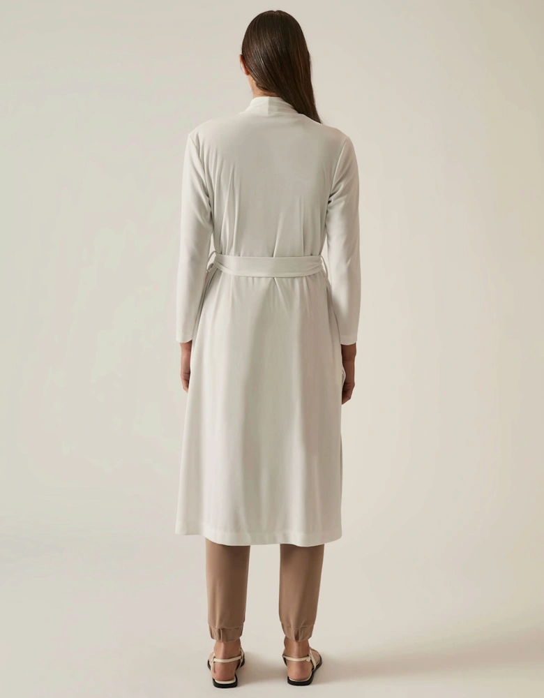 White Long Wrap Jersey Cardigan
