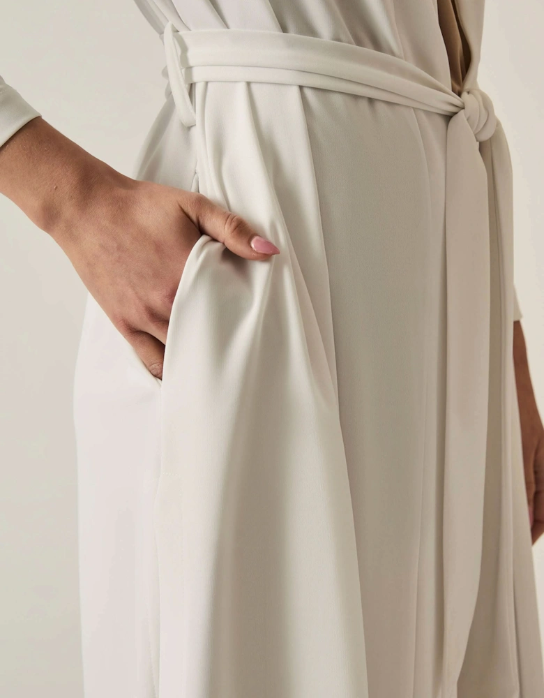 White Long Wrap Jersey Cardigan