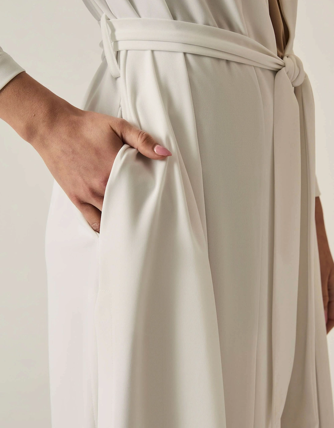 White Long Wrap Jersey Cardigan