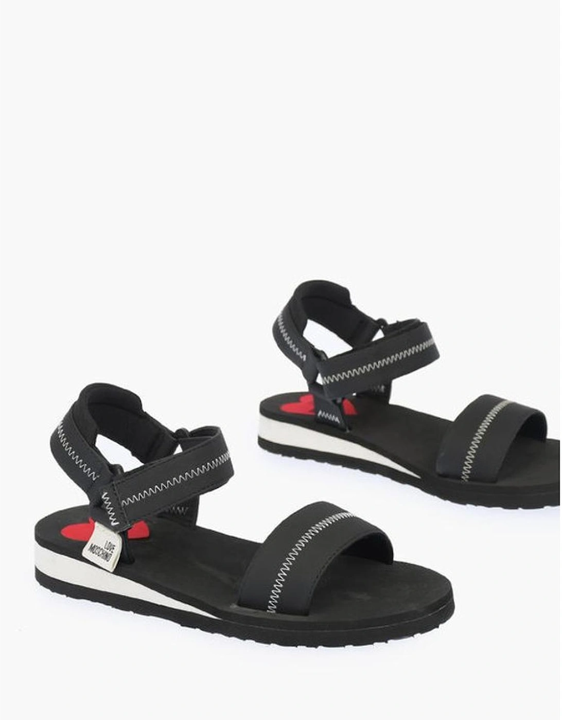 Logo Velcro Closure Rubber Sole Sneakers Women - Black Sandals, 5 of 4