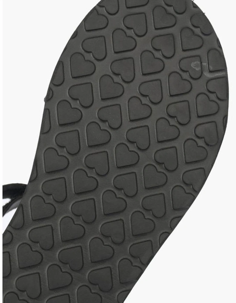 Logo Velcro Closure Rubber Sole Sneakers Women - Black Sandals
